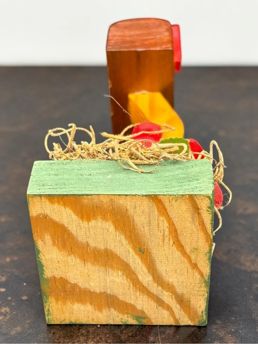 Vintage Hand Carved Mini Wooden Mailbox w/ Squirrel Decor 6 inches tall EUC